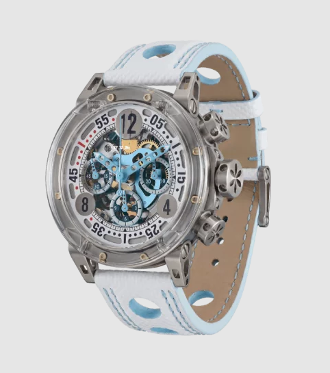 Review High Quality B.R.M Replica Watches For Sale BRM Racing MK-44 Polished White Dial Light Blue